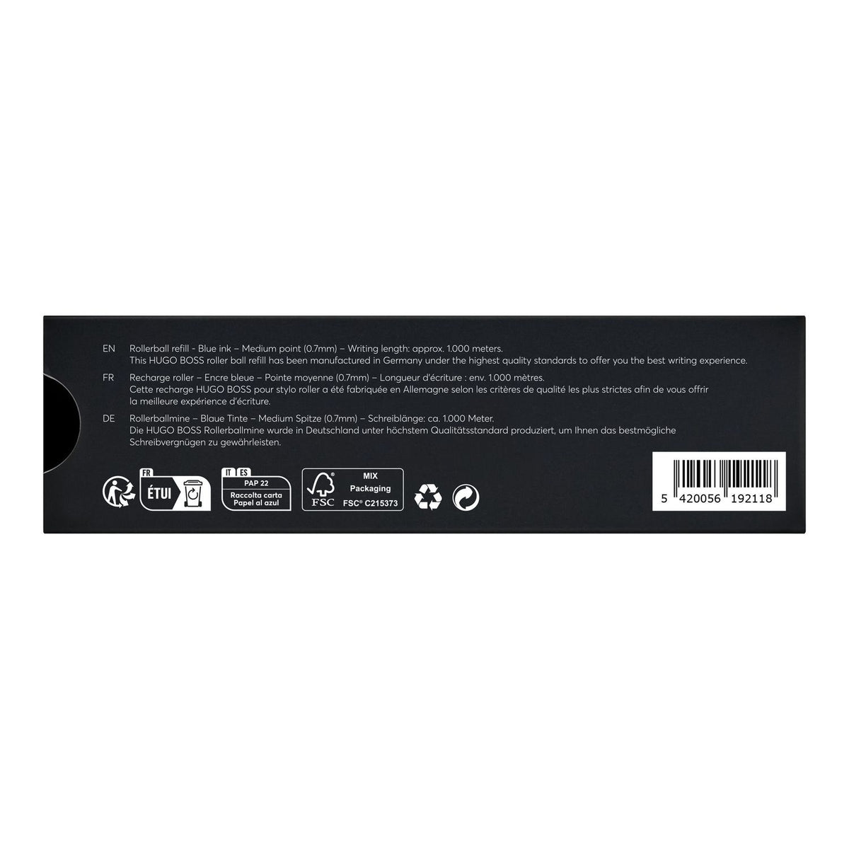 Boss Recharge stylo roller bleue, pointe moyenne (lot de 2) HPR651BM