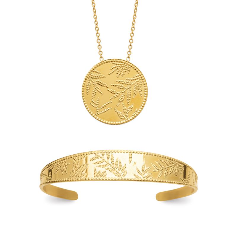 Coque de Nacre Collier acier doré 312352