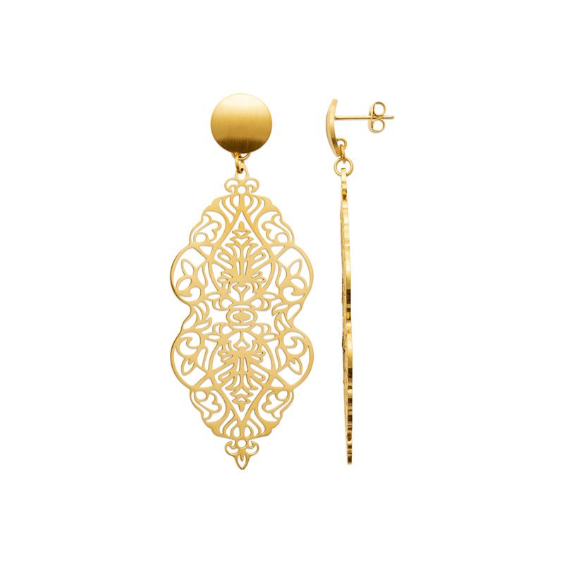 Coque de Nacre Boucles d'oreilles pendantes acier doré 3132609