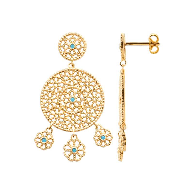Coque de Nacre Boucles d'oreilles pendantes plaqué or 23076730