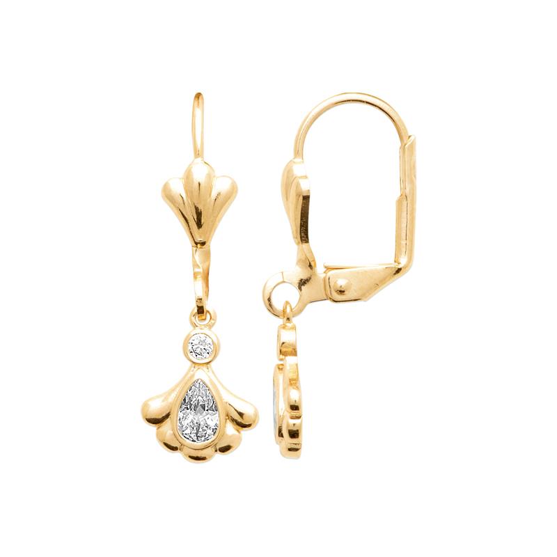 Coque de Nacre Boucles d'oreilles pendantes plaqué or 23080910