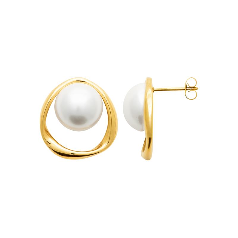 Coque de Nacre Boucles d'oreilles acier doré 3128709