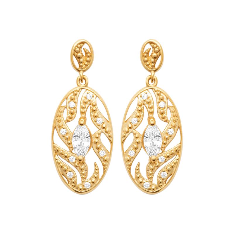 Coque de Nacre Boucles d'oreilles pendantes plaqué or 23083210