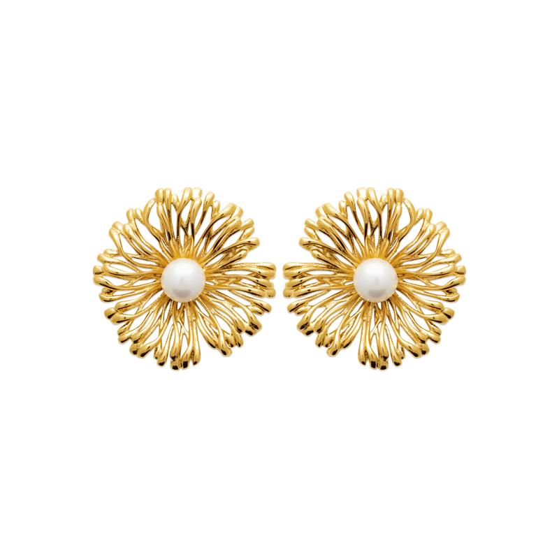 Coque de Nacre Boucles d'oreilles acier doré 3128609