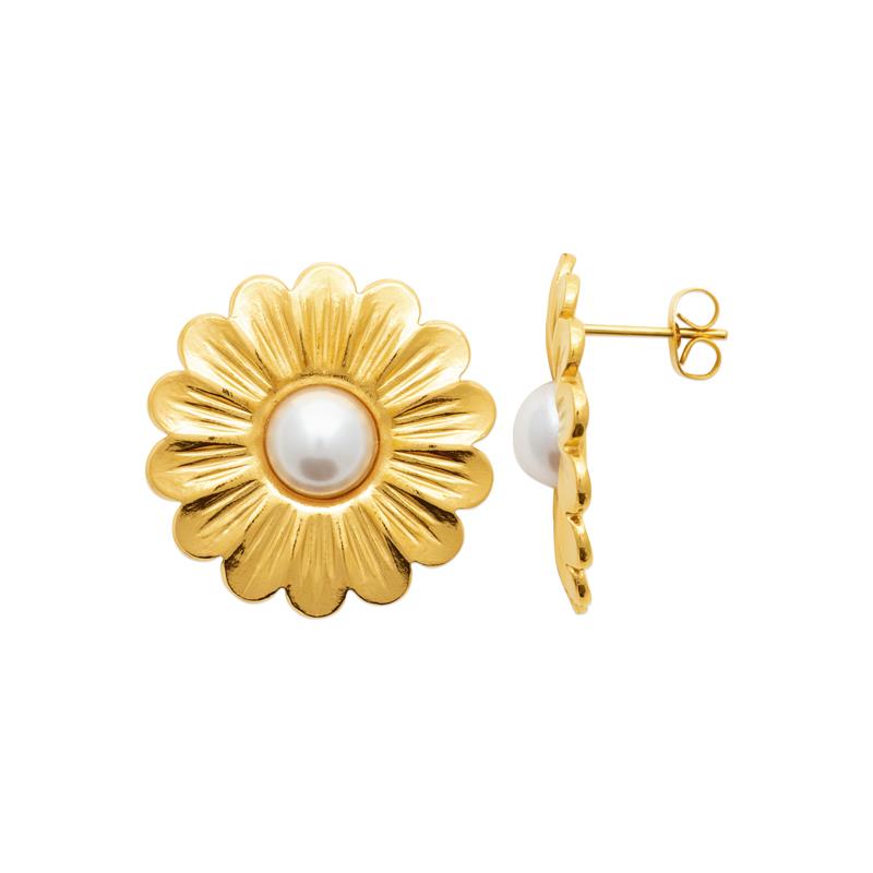 Coque de Nacre Boucles d'oreilles acier doré 3127509