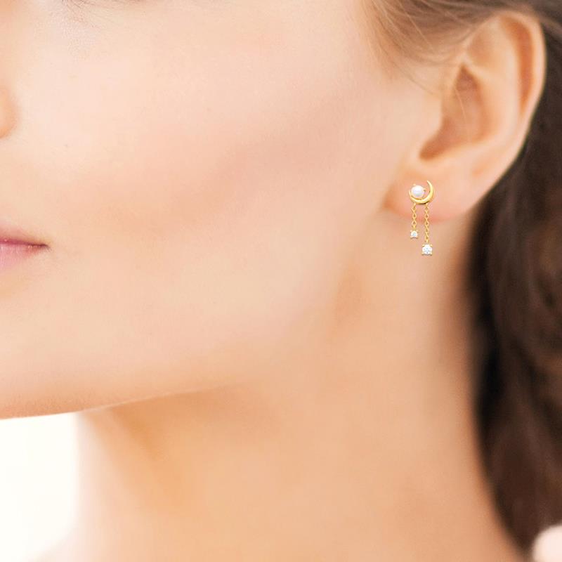 Coque de Nacre Boucles d'oreilles pendantes plaqué or 230829014