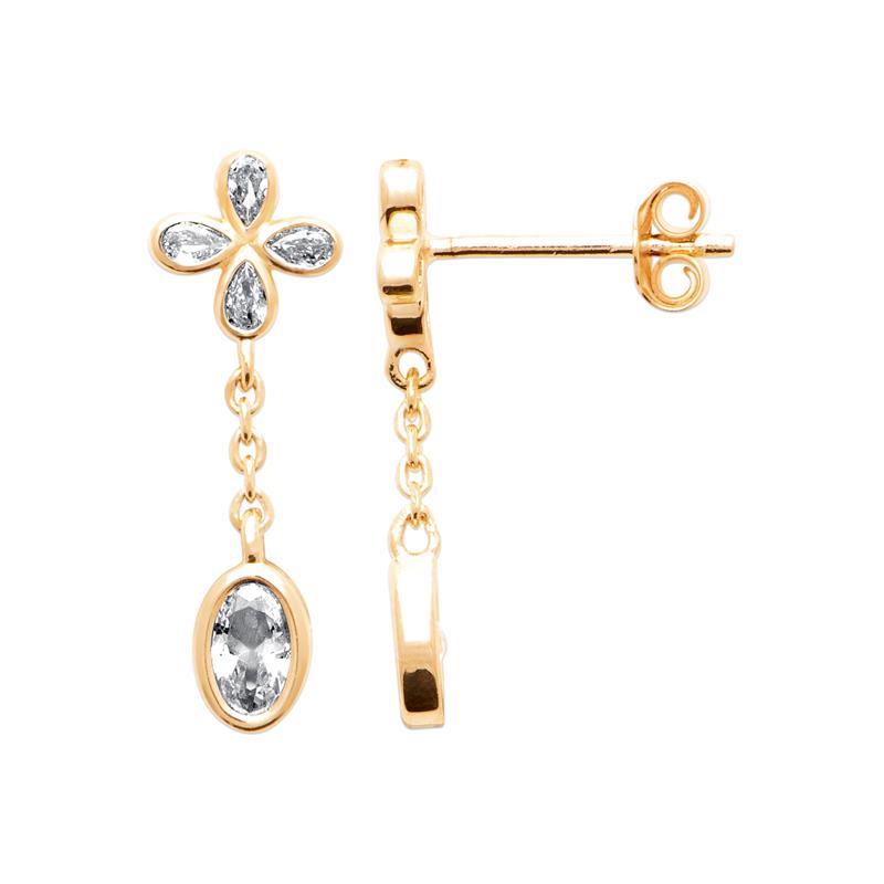 Coque de Nacre Boucles d'oreilles pendantes plaqué or 23088610