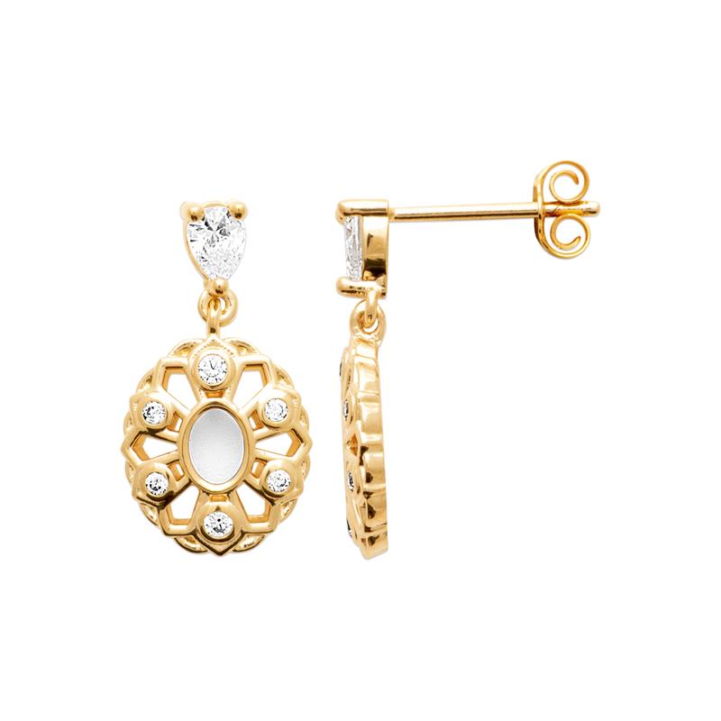 Coque de Nacre Boucles d'oreilles pendantes plaqué or 23078910