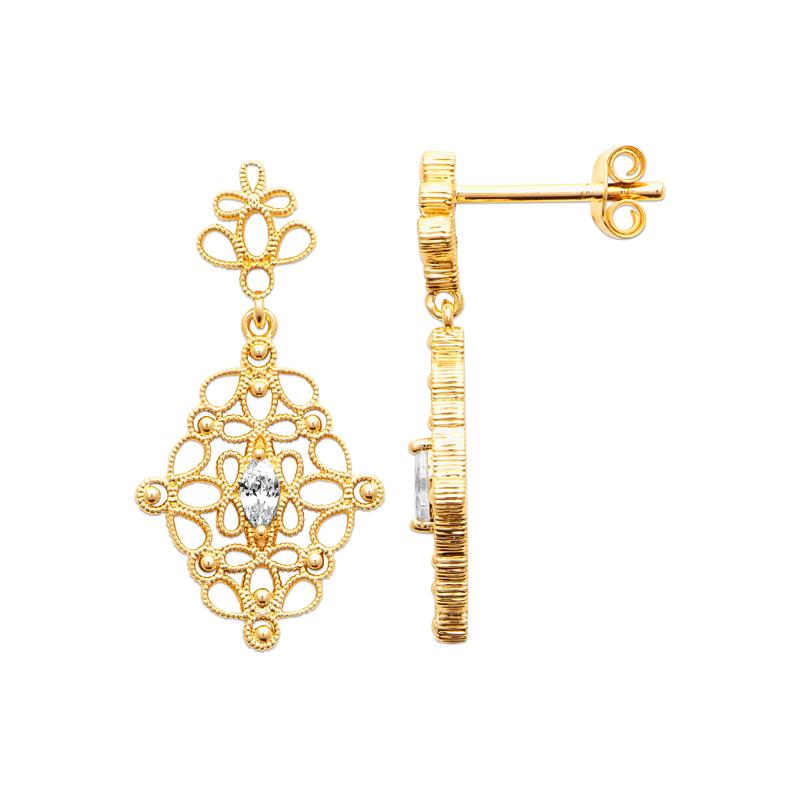 Coque de Nacre Boucles d'oreilles pendantes plaqué or 23091510