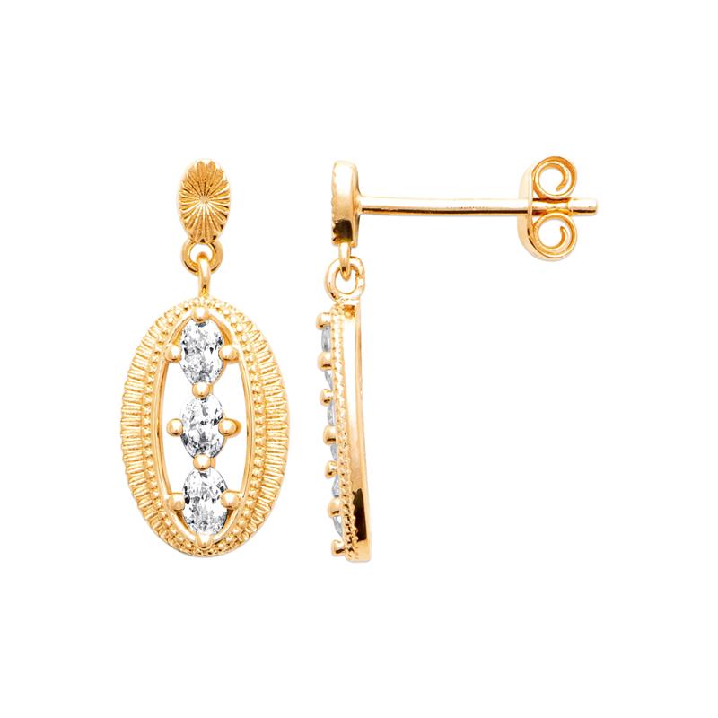 Coque de Nacre Boucles d'oreilles pendantes plaqué or 23089210