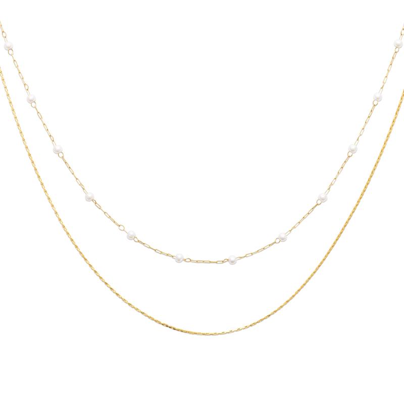 Coque de Nacre Collier acier doré 312417
