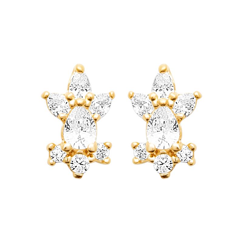 Coque de Nacre Puces d'oreilles plaqué or 23078810