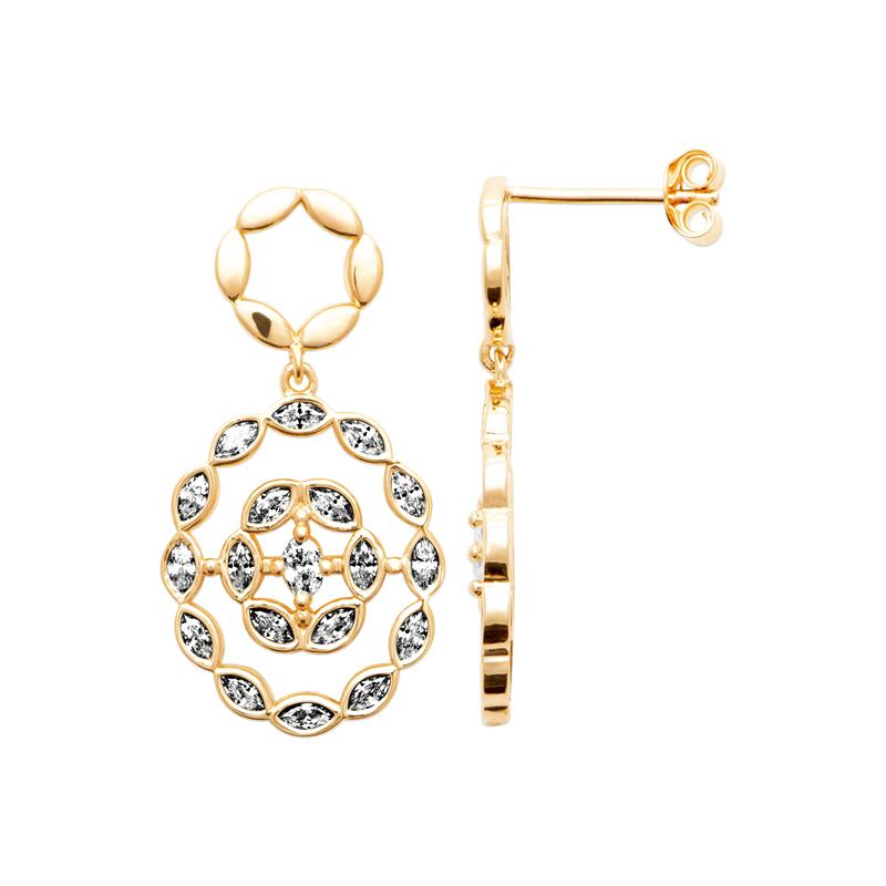Coque de Nacre Boucles d'oreilles pendantes plaqué or 23086110