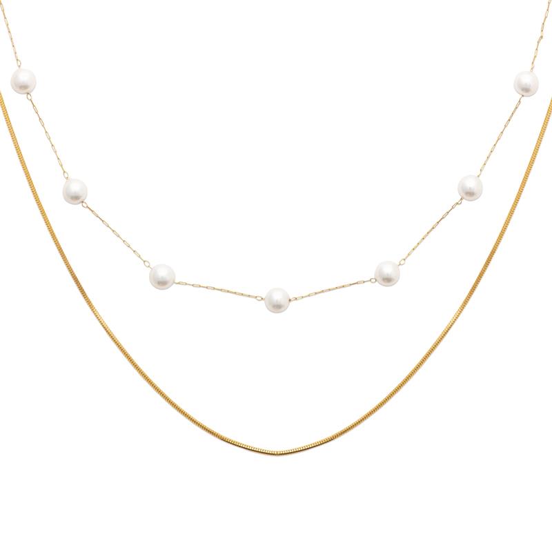 Coque de Nacre Collier acier doré 312404