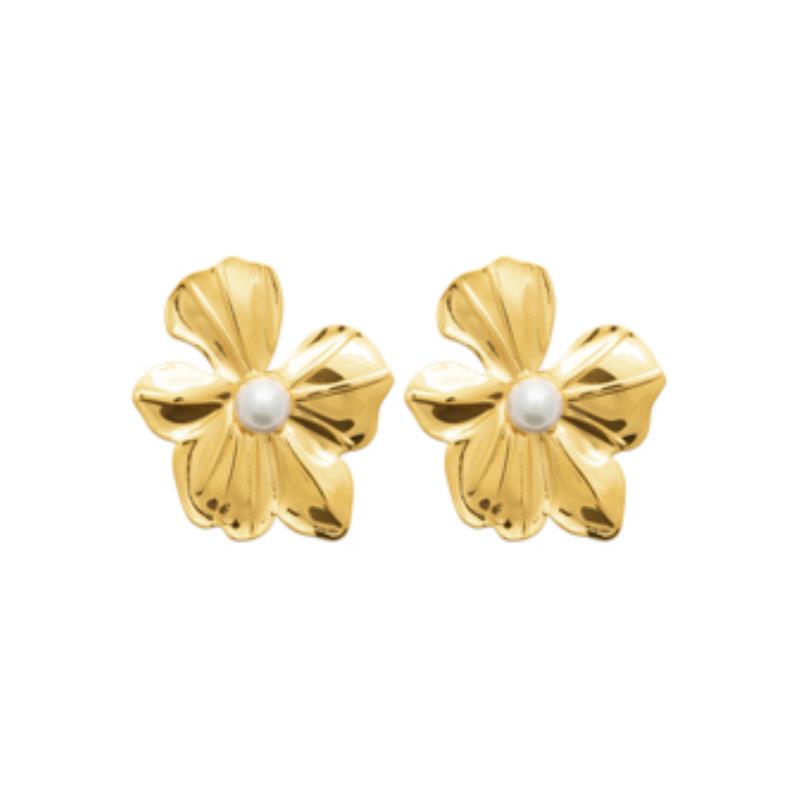 Coque de Nacre Boucles d'oreilles acier doré 3117809