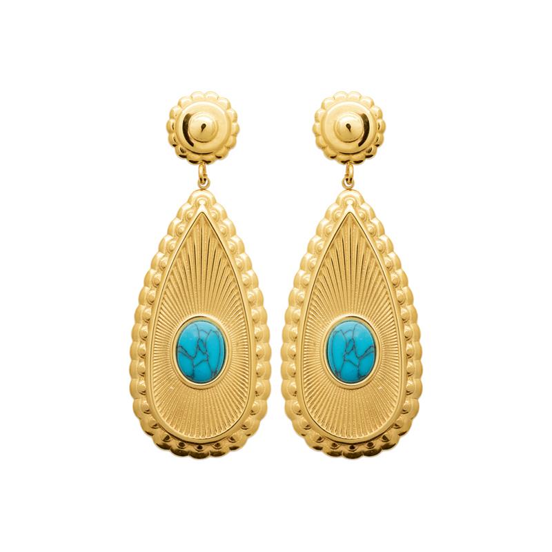 Coque de Nacre Boucles d'oreilles pendantes acier doré 3133309