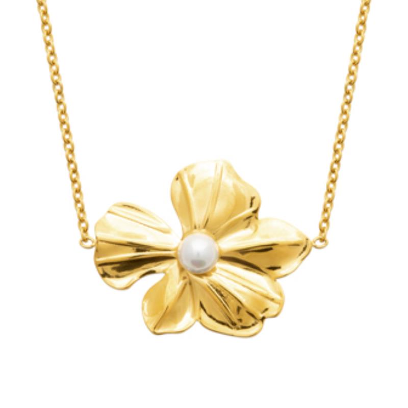 Coque de Nacre Collier acier doré 312195