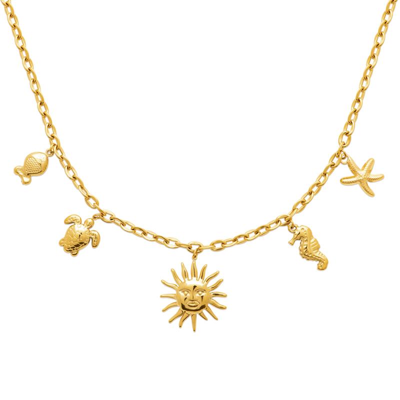Coque de Nacre Collier acier doré 312286