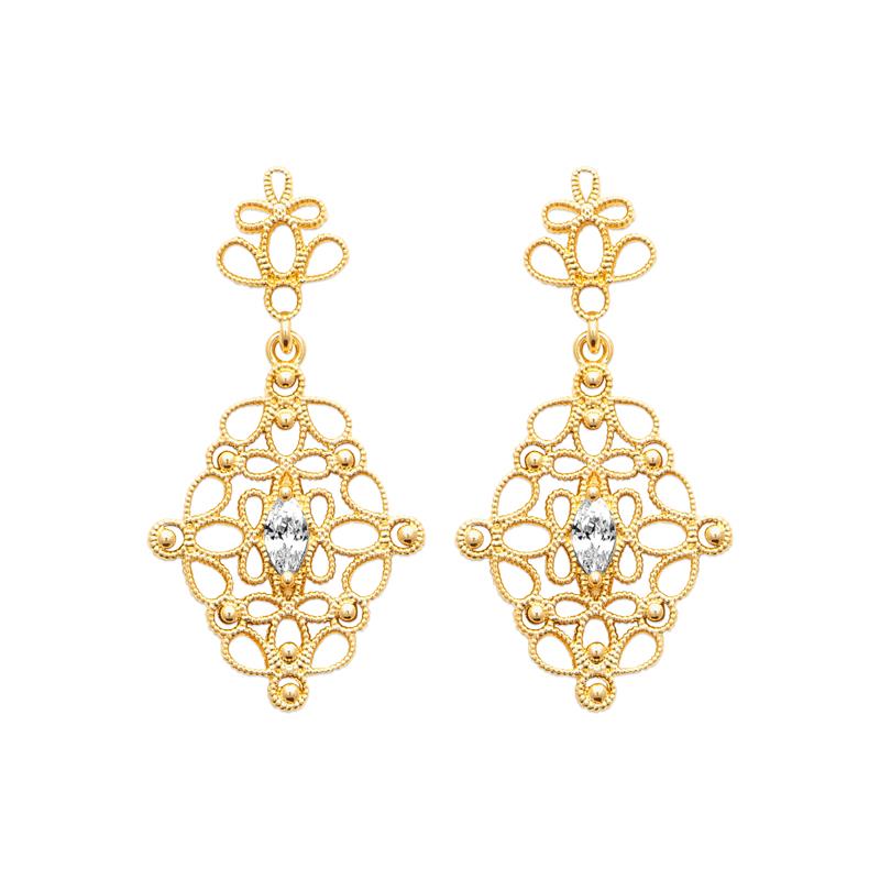 Coque de Nacre Boucles d'oreilles pendantes plaqué or 23091510