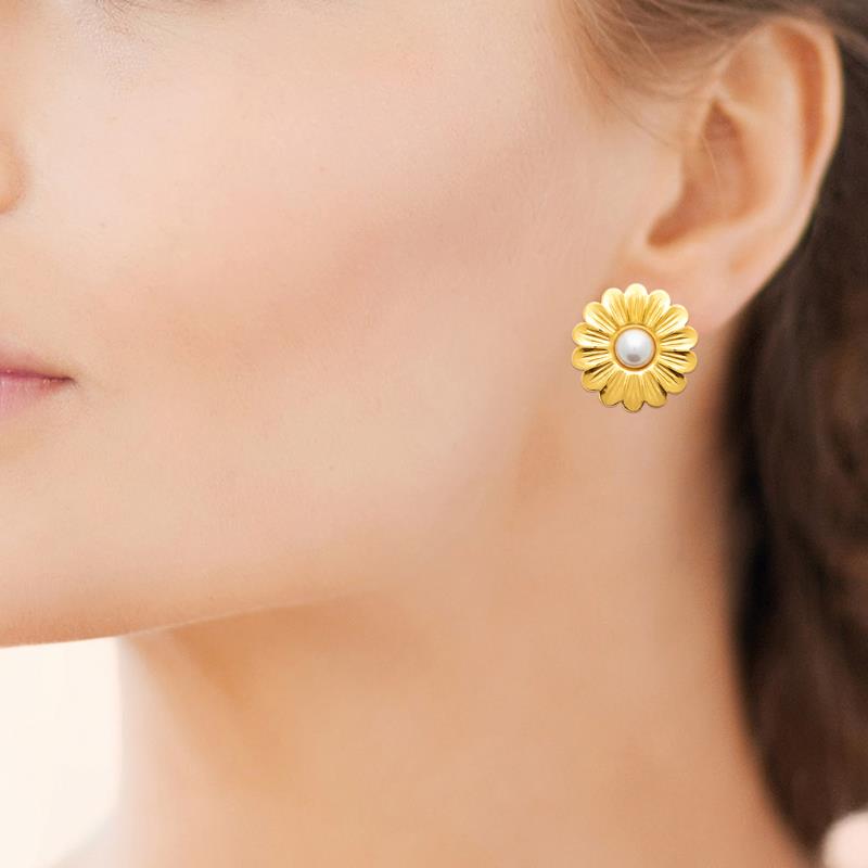 Coque de Nacre Boucles d'oreilles acier doré 3127509