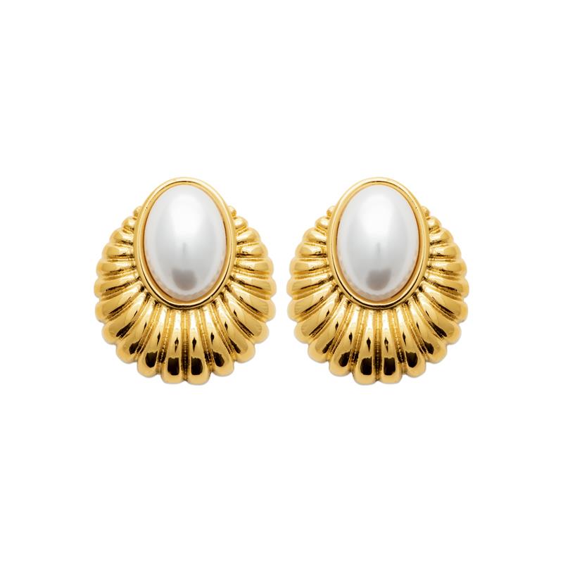 Coque de Nacre Boucles d'oreilles acier doré 3129009