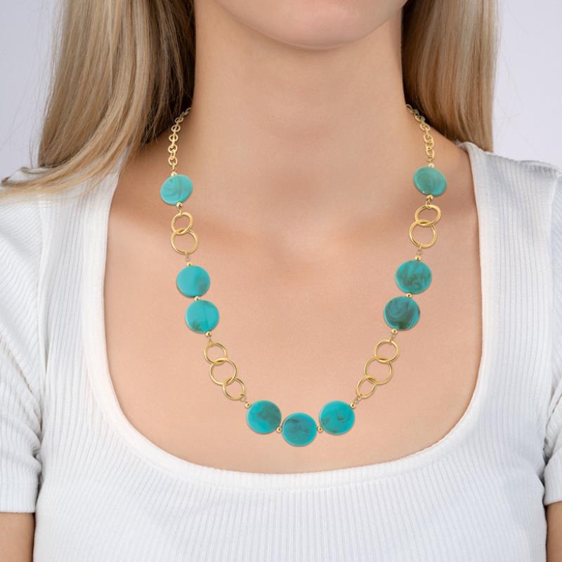 Coque de Nacre Collier acier doré 312401