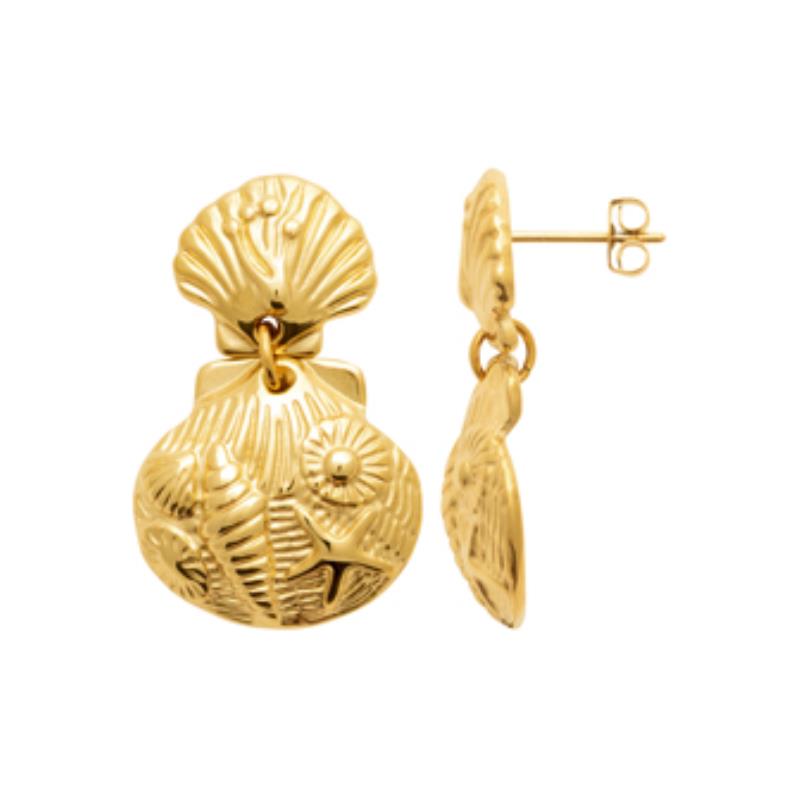 Coque de Nacre Boucles d'oreilles pendantes acier doré 3125709