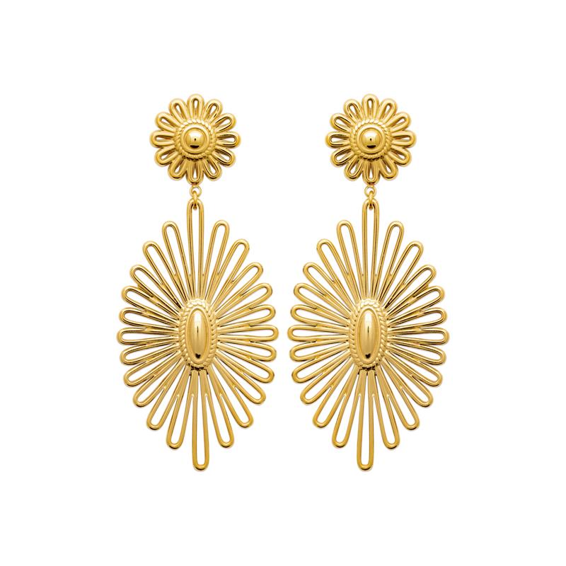 Coque de Nacre Boucles d'oreilles pendantes acier doré 3133209