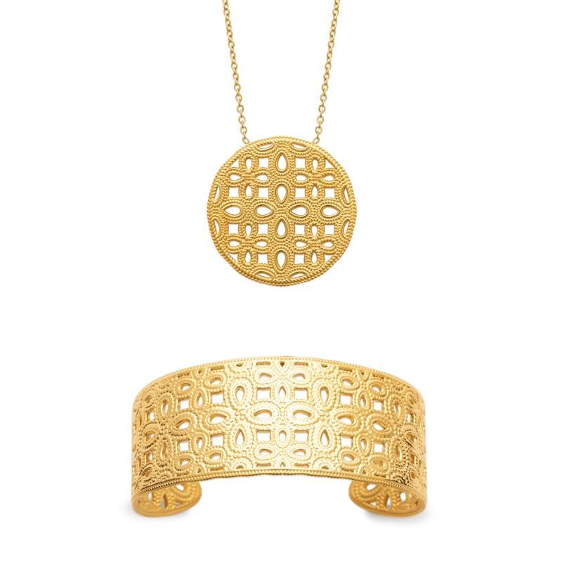 Coque de Nacre Collier acier doré 312393