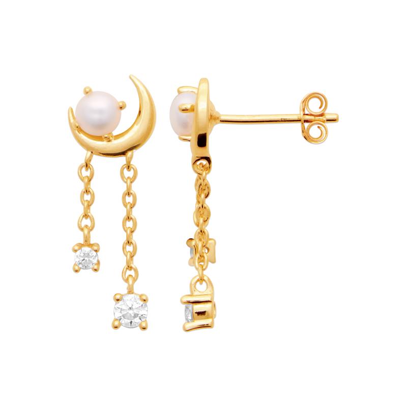 Coque de Nacre Boucles d'oreilles pendantes plaqué or 230829014