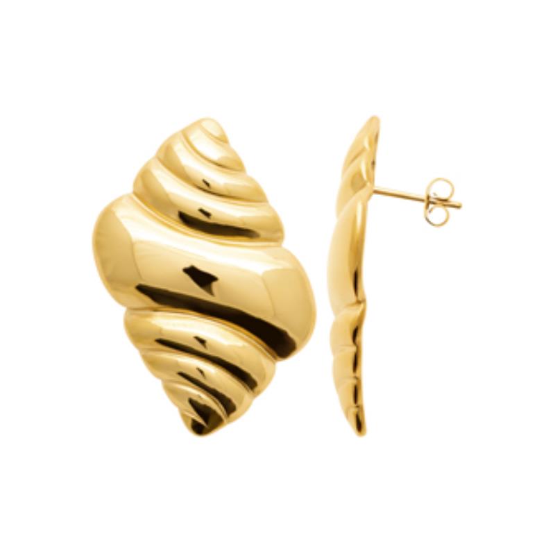 Coque de Nacre Puces d'oreilles acier doré 3124909