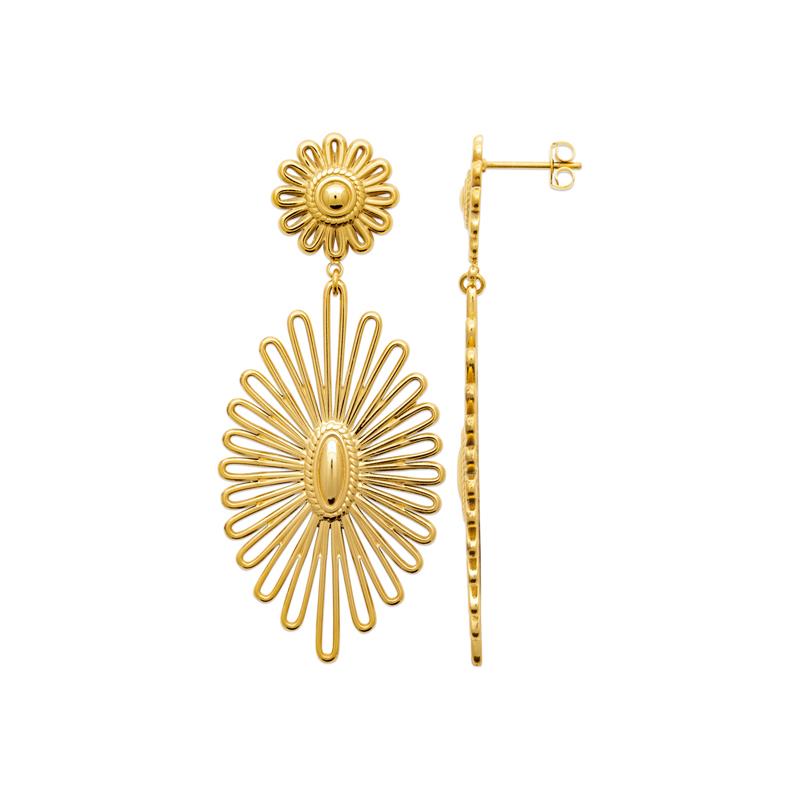 Coque de Nacre Boucles d'oreilles pendantes acier doré 3133209