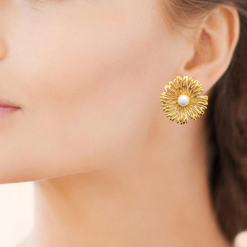 Coque de Nacre Boucles d'oreilles acier doré 3128609