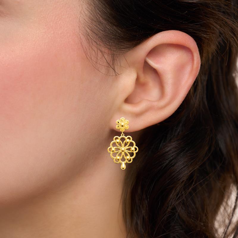 Coque de Nacre Boucles d'oreilles pendantes acier doré 3133009