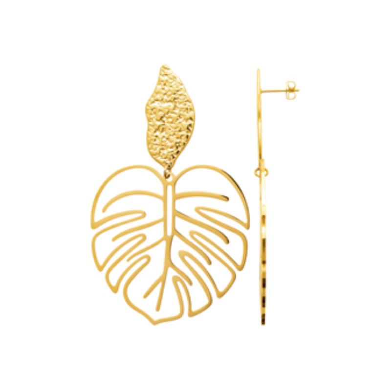 Coque de Nacre Boucles d'oreilles pendantes acier doré 3121509