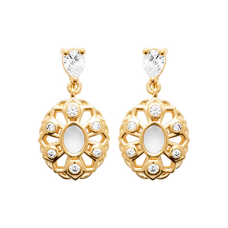 Coque de Nacre Boucles d'oreilles pendantes plaqué or 23078910