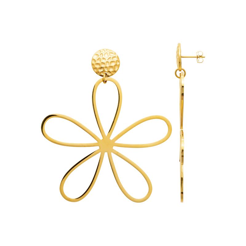 Coque de Nacre Boucles d'oreilles pendantes acier doré 3129309