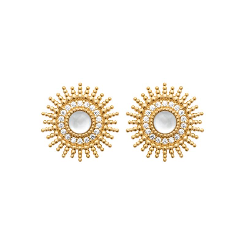 Coque de Nacre Puces d'oreilles plaqué or 2576904