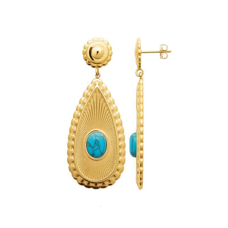 Coque de Nacre Boucles d'oreilles pendantes acier doré 3133309