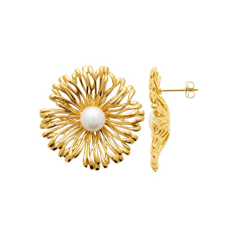 Coque de Nacre Boucles d'oreilles acier doré 3128609