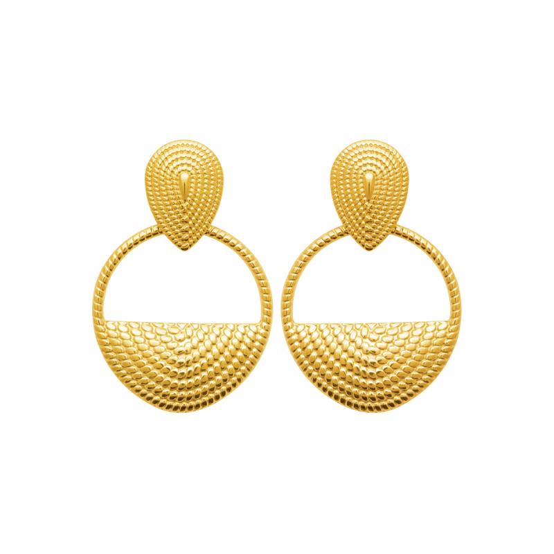 Coque de Nacre Boucles d'oreilles pendantes acier doré 3121109