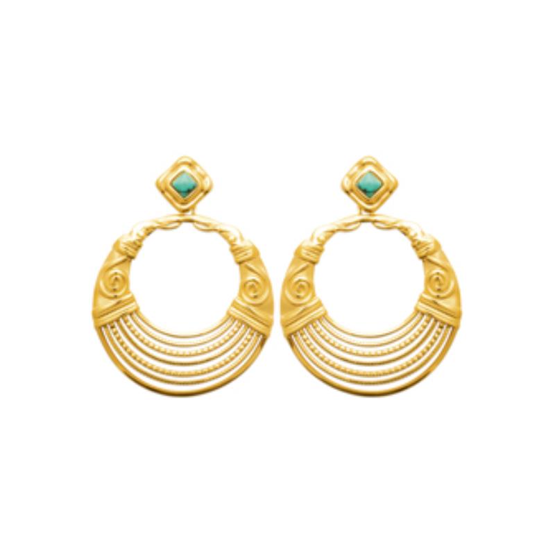 Coque de Nacre Boucles d'oreilles pendantes acier doré 3121009