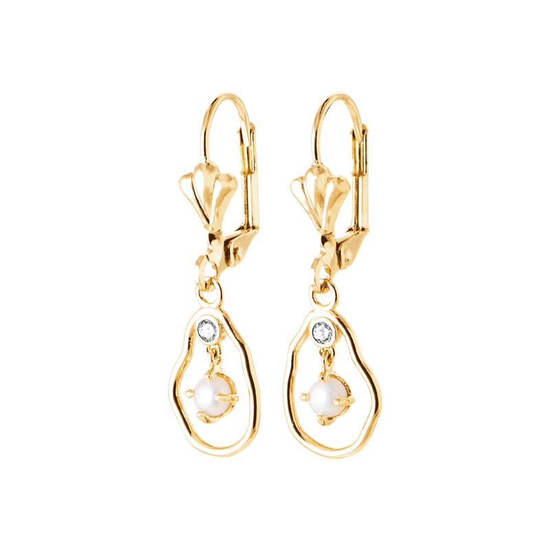 Coque de Nacre Boucles d'oreilles pendantes plaqué or 230911014
