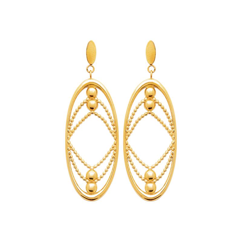 Coque de Nacre Boucles d'oreilles pendantes acier doré 3135909