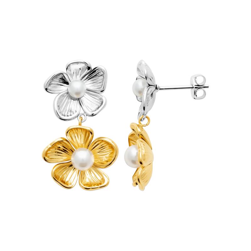 Coque de Nacre Boucles d'oreilles pendantes acier doré 3128009