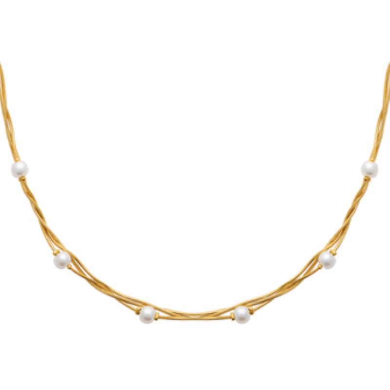 Coque de Nacre Collier acier doré 312231