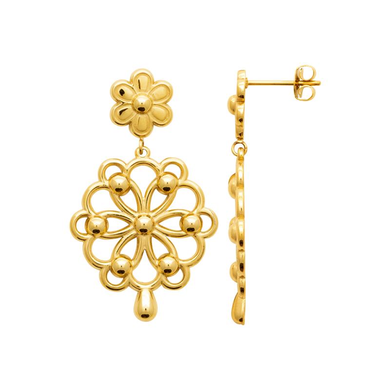 Coque de Nacre Boucles d'oreilles pendantes acier doré 3133009