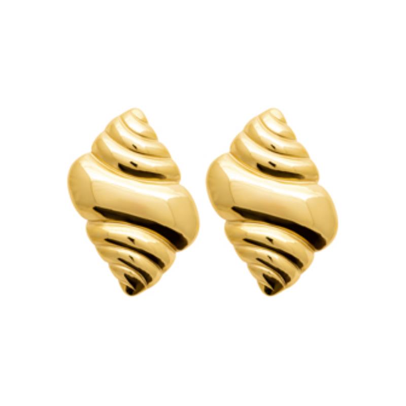 Coque de Nacre Puces d'oreilles acier doré 3124909