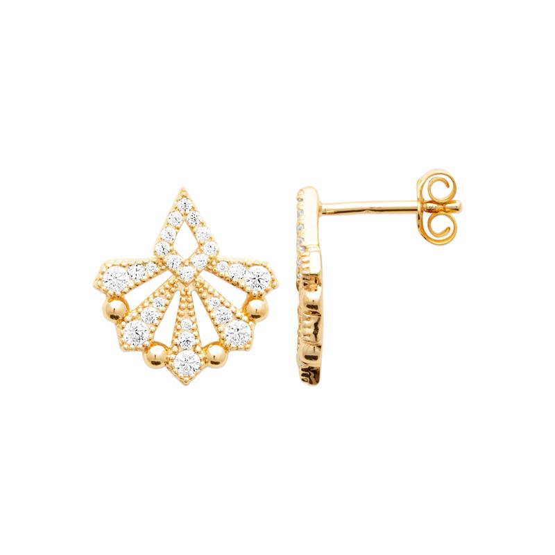 Coque de Nacre Boucles d'oreilles plaqué or 23081210