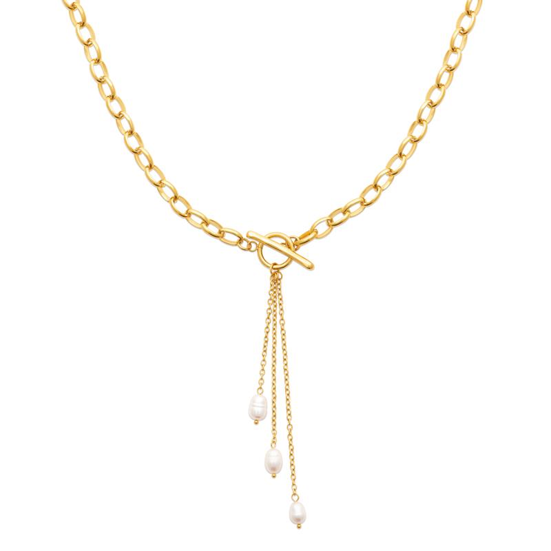 Coque de Nacre Collier acier doré 312410